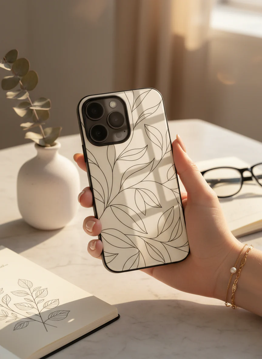 The Petal Sketch Premium Glass Back Cover For iPhone 11-17 Models - Image 5