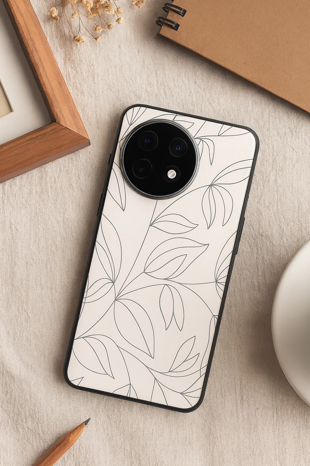 The Petal Sketch Premium Glass Back Cover For One Plus 13, 12, 11, 10, Nord Series - Image 4