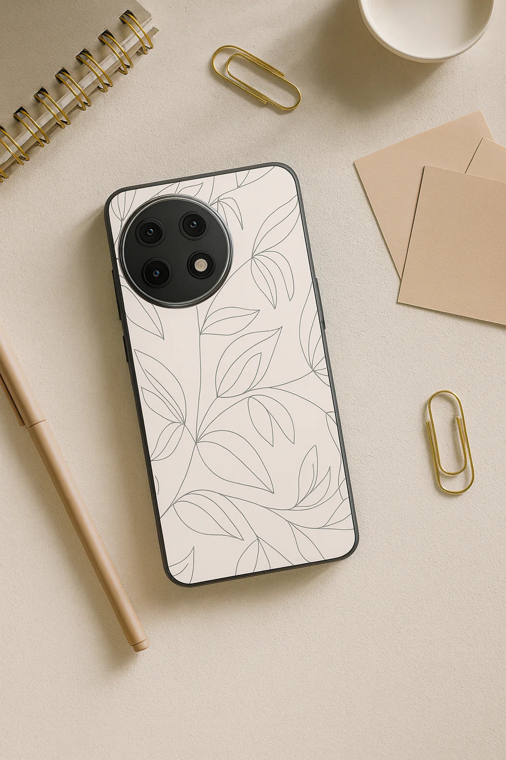 The Petal Sketch Premium Glass Back Cover For One Plus 13, 12, 11, 10, Nord Series - Image 5