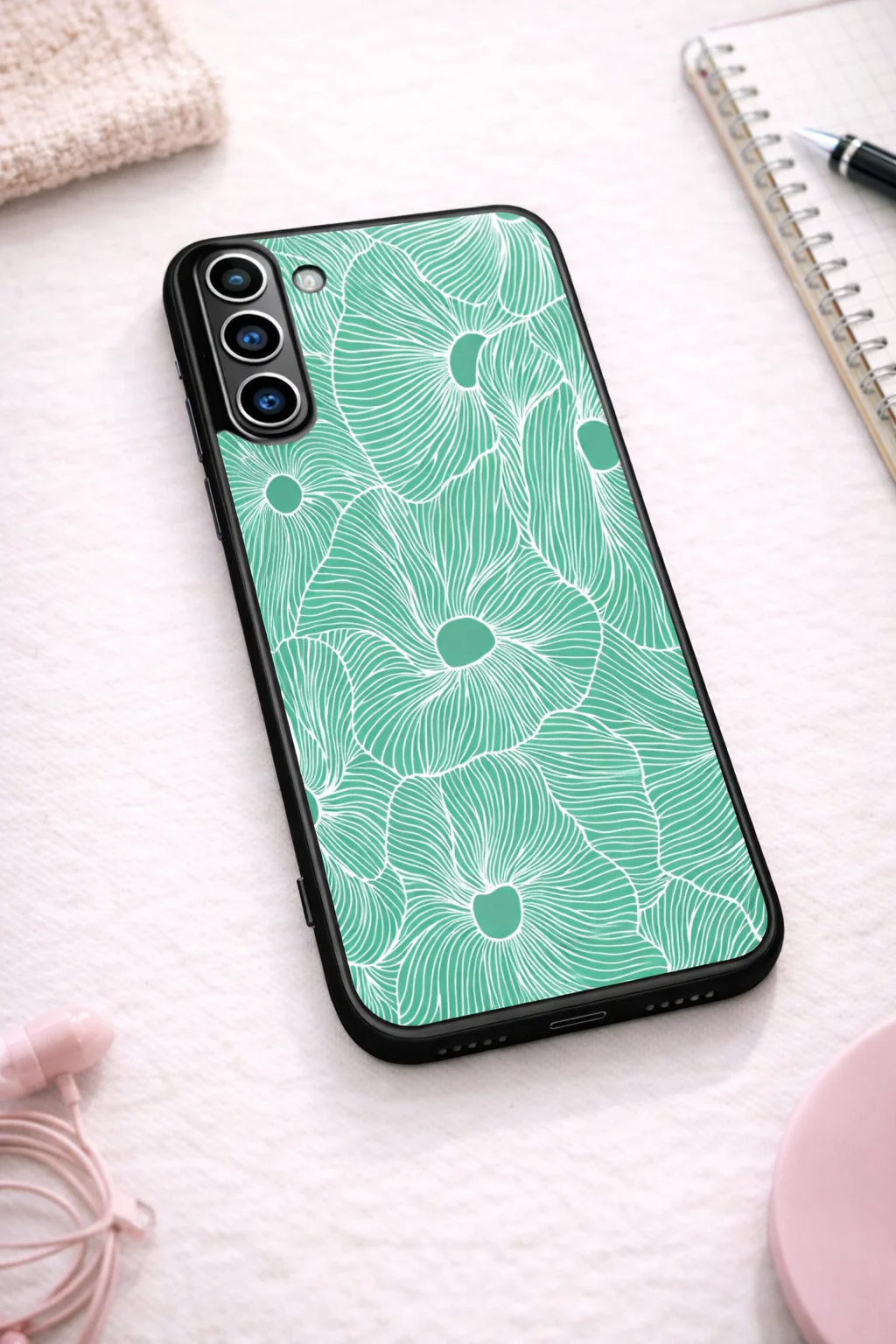 The Sketchy Petals Premium Glass Back Cover For Galaxy S, A, M & F Series - Image 6