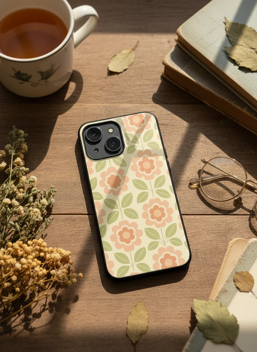 Traditional Floral Love Premium Glass Back Cover For iPhone 11-17 Models - Image 14