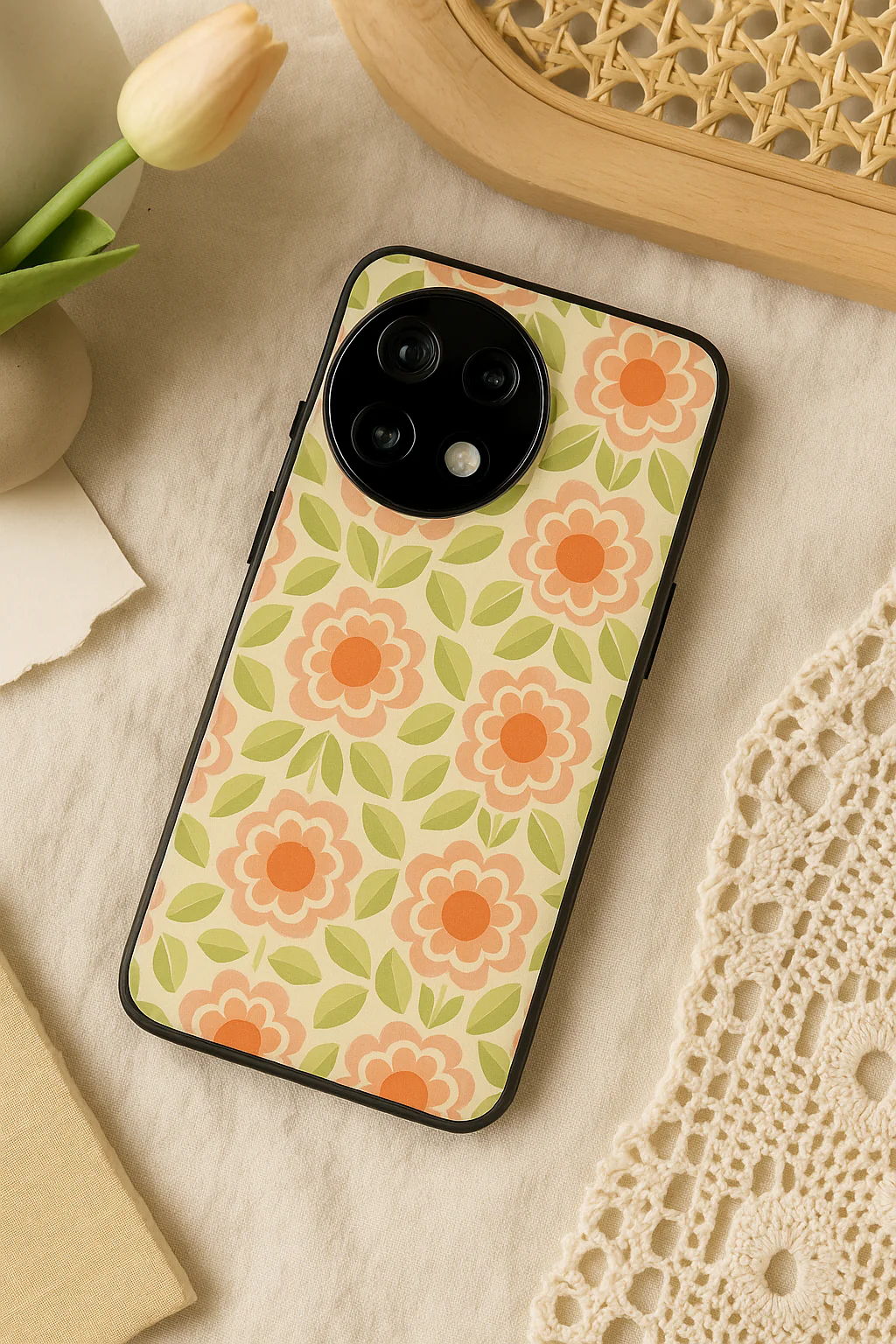 Traditional Floral Love Premium Glass Back Cover For One Plus 13, 12, 11, 10, Nord Series - Image 4