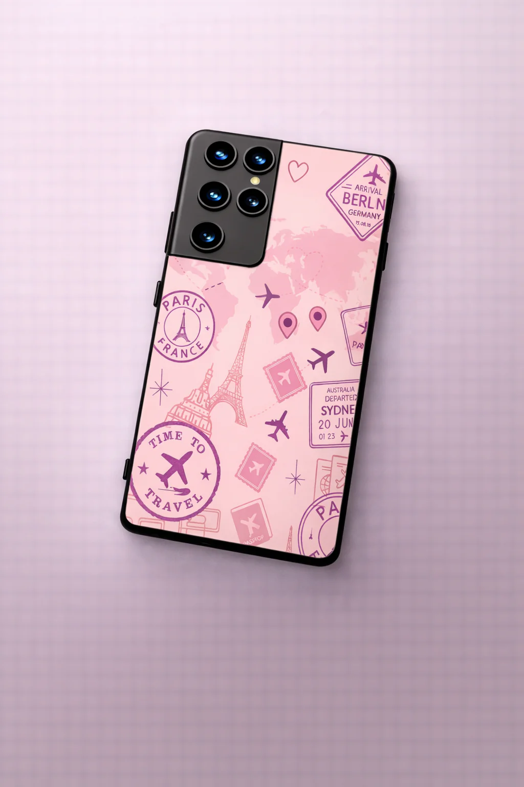 Travel Bug Premium Glass Back Cover For Galaxy S, A, M & F Series - Image 2