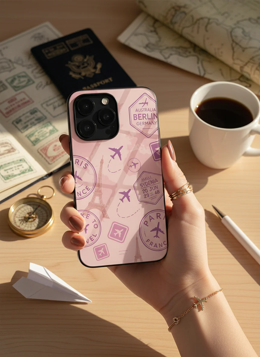 Travel Bug Premium Glass Back Cover For iPhone 11-17 Models