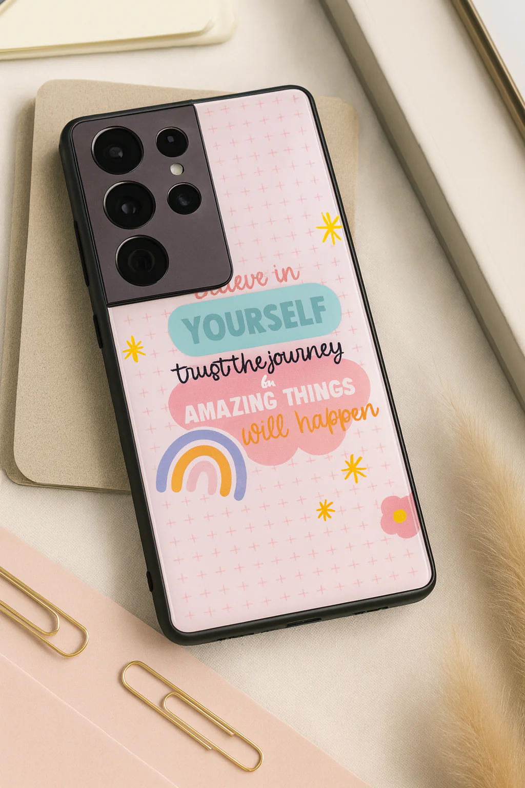Trust The Journey Premium Glass Back Cover For Galaxy S, A, M & F Series