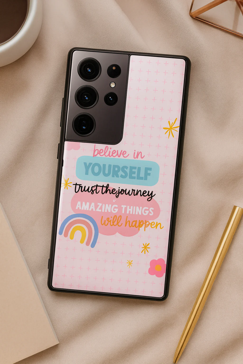 Trust The Journey Premium Glass Back Cover For Galaxy S, A, M & F Series - Image 2