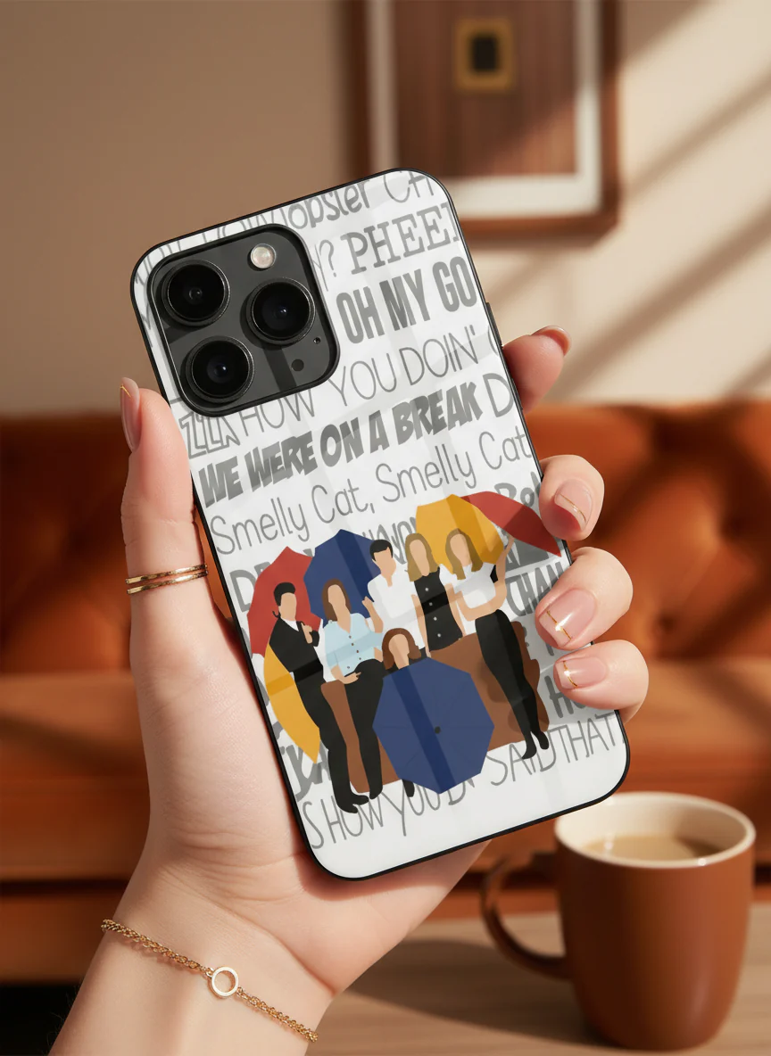 FRIENDS Umbrella Squad Premium Glass Back Cover For iPhone 11-17 Models - Image 11