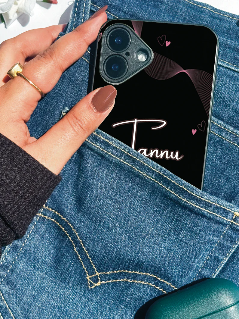 Velvet Bloom Personalised Name Premium Glass Back Cover For iPhone 11-17 Models - Image 11