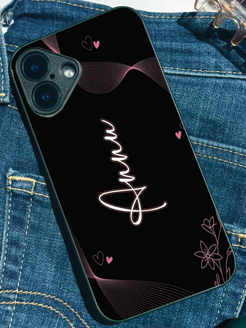 Velvet Bloom Personalised Name Premium Glass Back Cover For iPhone 11-17 Models - Image 6