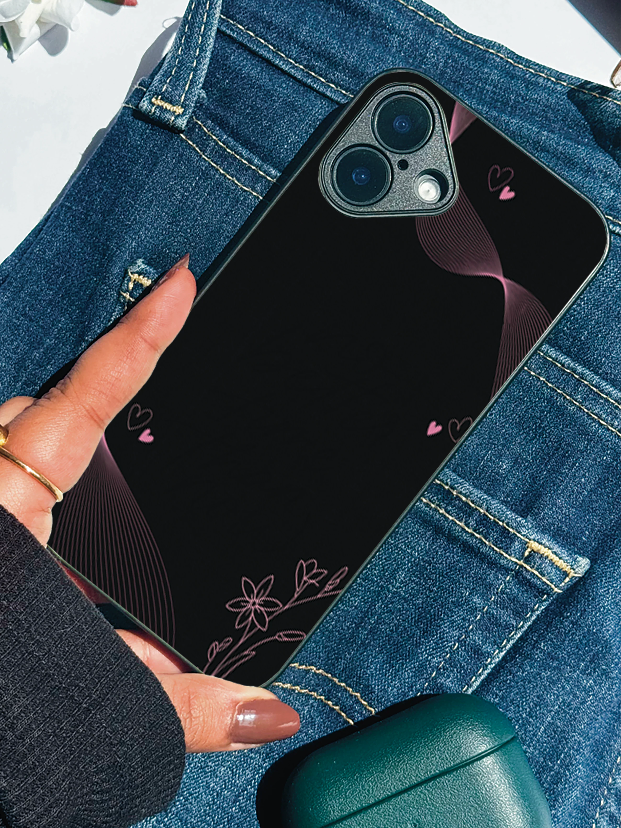 Velvet Bloom Personalised Name Premium Glass Back Cover For iPhone 11-17 Models - Image 9
