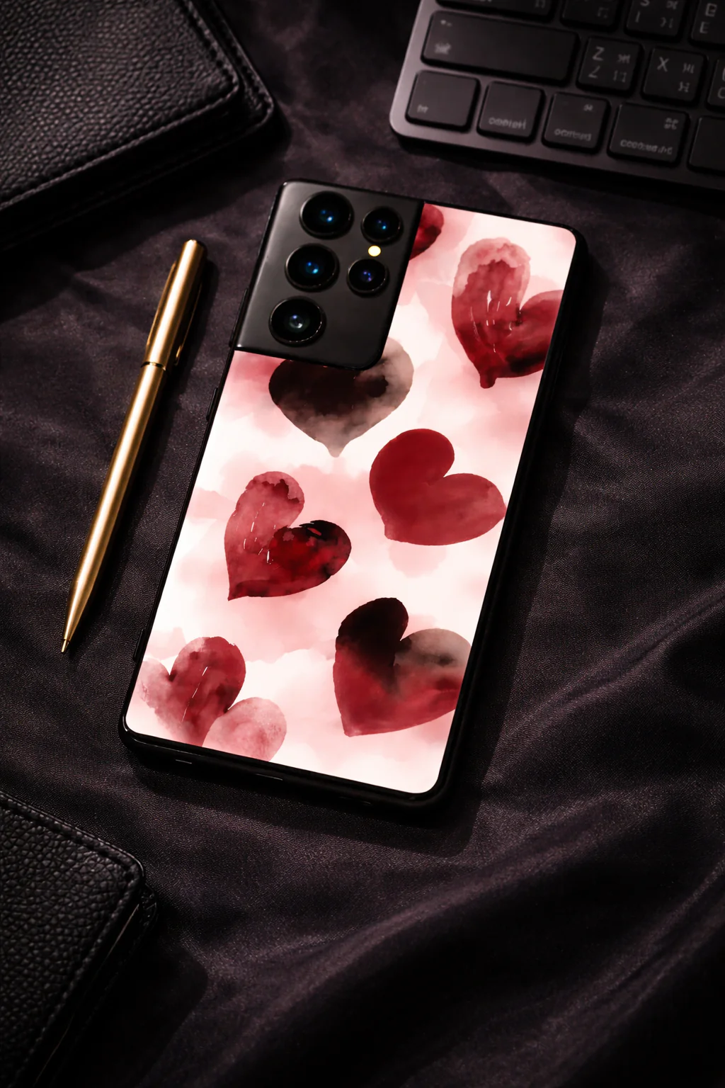 Watery Hearts Premium Glass Back Cover For Galaxy S, A, M & F Series - Image 10