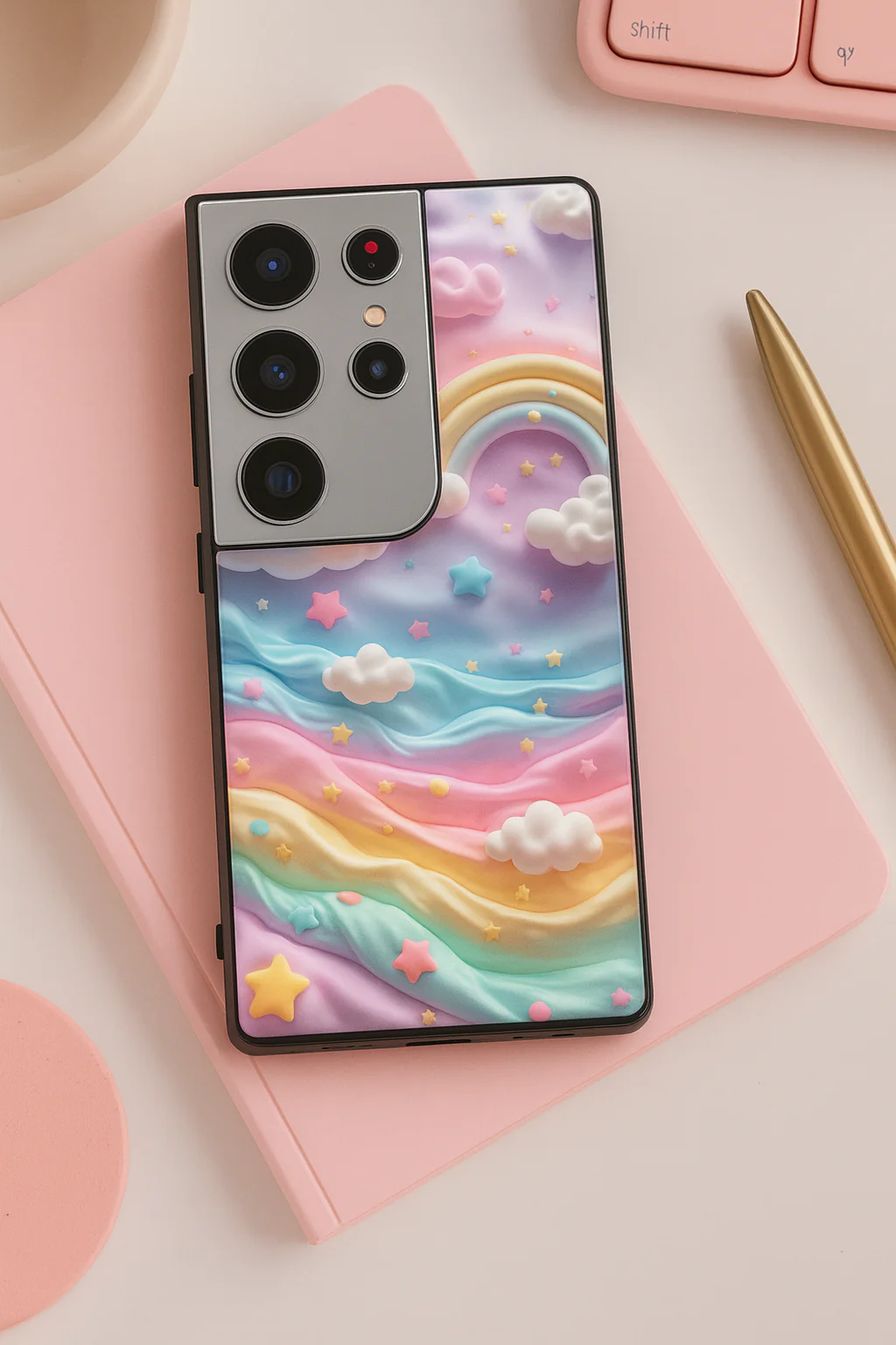 Whimsy Cloud Premium Glass Back Cover For Galaxy S, A, M & F Series
