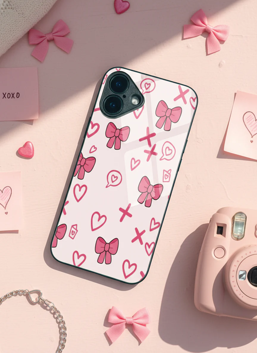XOXO Bows Premium Glass Back Cover For iPhone 11-17 Models - Image 2